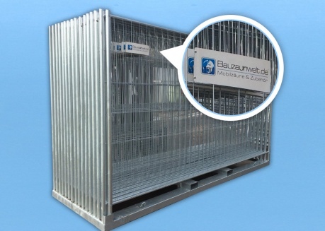 Ogrodzenie budowlane EUTOP zawierające paletę transportową, blok betonowy i zestaw łączników 26 szt