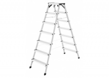 Hailo D60 StandardLine Doppelstufenleiter mit rutschsicheren geriffelten 2x7 Stufen