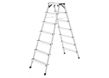 Hailo D60 StandardLine Doppelstufenleiter mit rutschsicheren geriffelten 2x7 Stufen