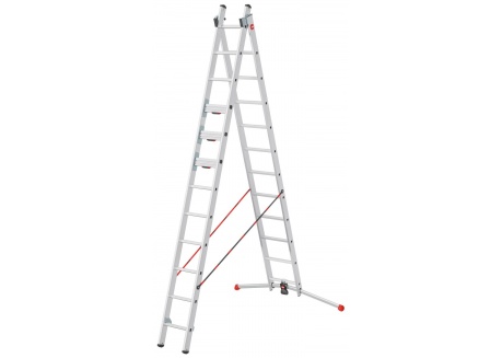 Hailo Sprossenschiebeleiter S110 Pro mit innovativen 3 Dreh-Stufen mit großer Standfläche 2x12 Sprossen