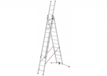 Hailo Sprossenschiebeleiter S110 Pro mit innovativen 3 Dreh-Stufen mit großer Standfläche 3x12 Sprossen