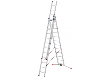 Hailo Sprossenschiebeleiter S110 Pro mit innovativen 3 Dreh-Stufen mit großer Standfläche 3x12 Sprossen
