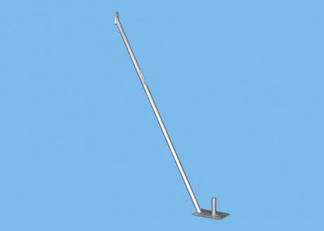 Wspornik ogrodzenia budowlanego z dużą płytą i sworzniem