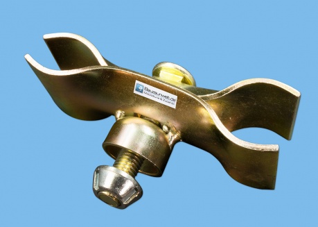 Zacisk zabezpieczający do ogrodzenia budowlanego z wieńcem